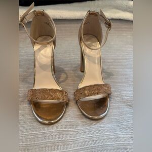 Women's Rose Gold Ankle-Strap High Heel Sandals